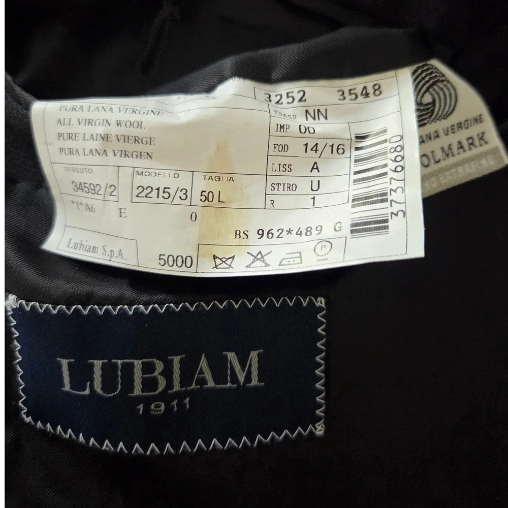 Ermenegildo Zegna Lubiam Black Wool Blazer Mens Size 50L‎ Made in Italy Luxury